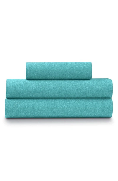 Shop Ella Jayne Home Blue Heather Jersey Knit 3-piece Twin Sheet Set In Green