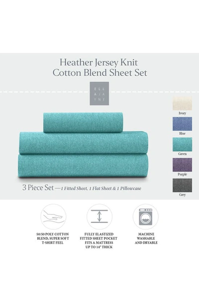 Ella Jayne Home Blue Heather Jersey Knit 3-piece Twin Sheet Set In Green
