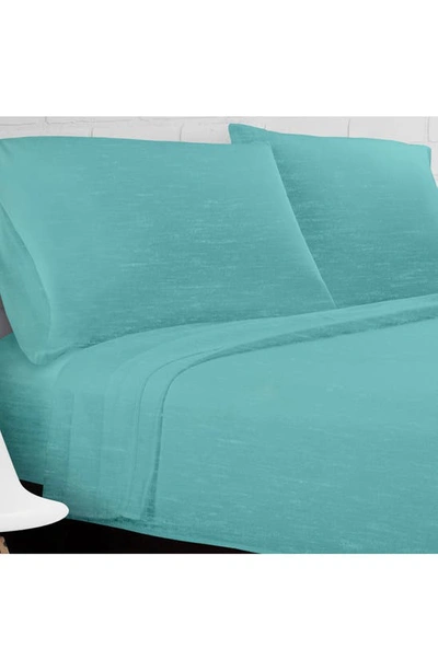 Ella Jayne Home Blue Heather Jersey Knit 3-piece Twin Sheet Set In Green