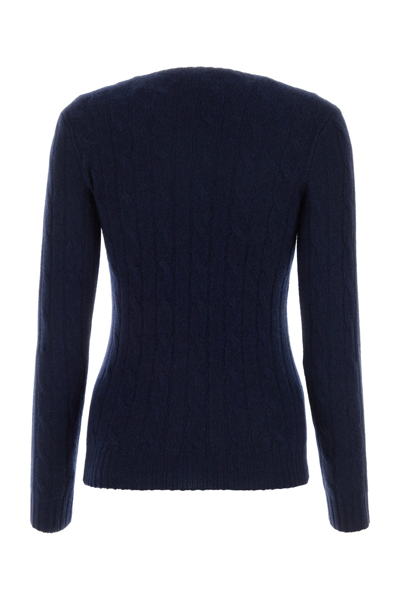 Polo Ralph Lauren Womens Hunter Navy Cable-knit Round-neck Cashmere Jumper