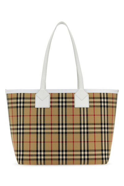 Burberry Vintage Check Pattern Tote Handbag For Women In Brown