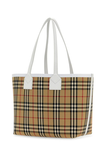Burberry Vintage Check Pattern Tote Handbag For Women In Brown