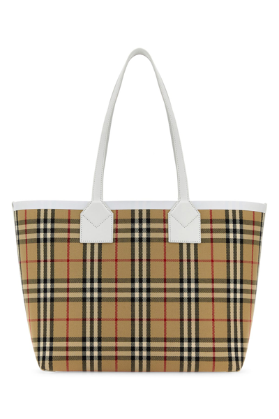 Burberry Vintage Check Pattern Tote Handbag For Women In Brown