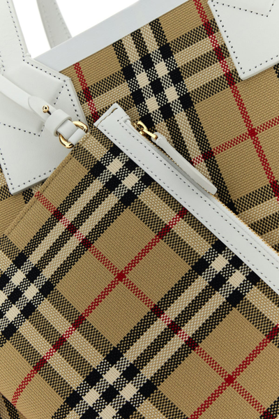 Burberry Vintage Check Pattern Tote Handbag For Women In Brown