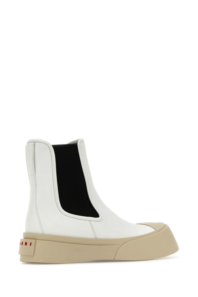 Marni White Nappa Leather Pablo Ankle Boots