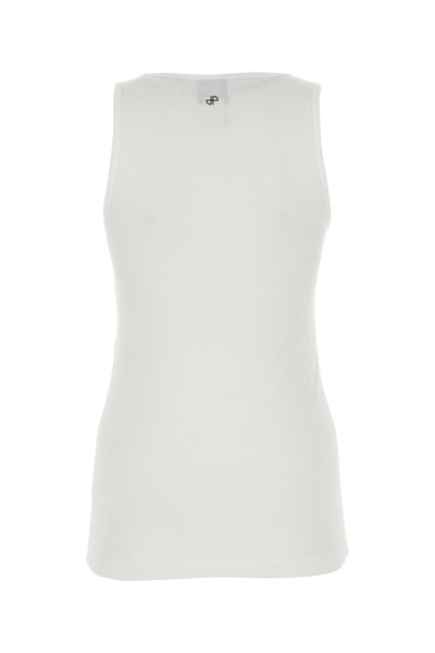 Patou Ribbed Sleeveless Cotton Tank With Round Neckline