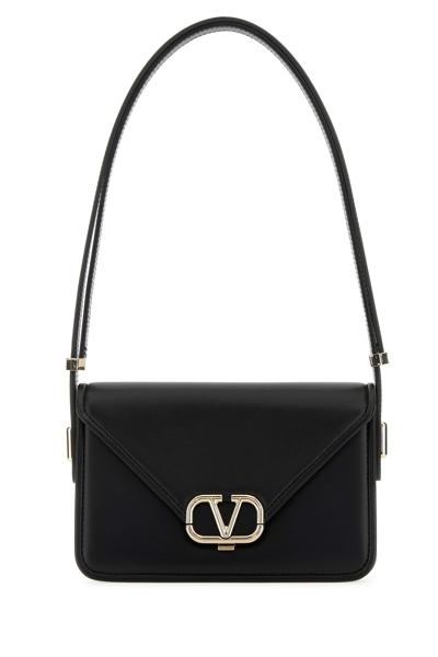 Valentino Garavani Black Leather V Logo Crossbody Bag