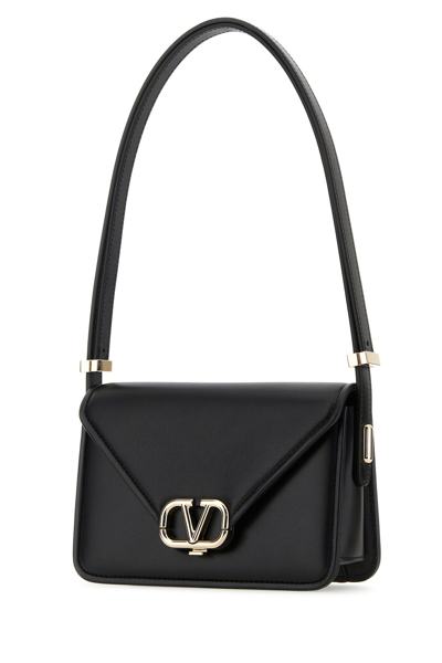 Valentino Garavani Black Leather V Logo Crossbody Bag