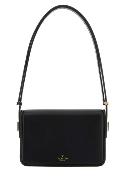 Valentino Garavani Black Leather V Logo Crossbody Bag