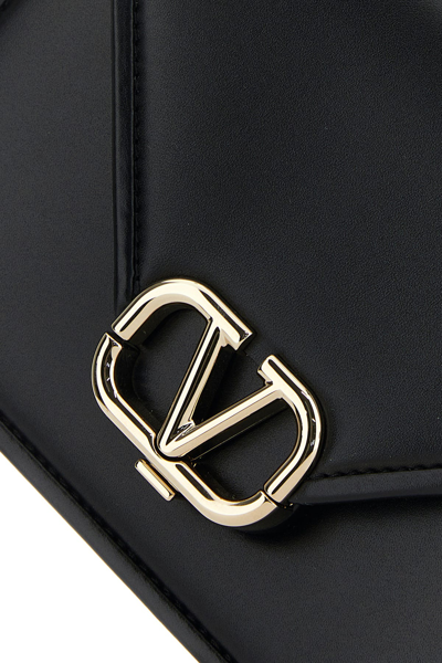 Valentino Garavani Black Leather V Logo Crossbody Bag