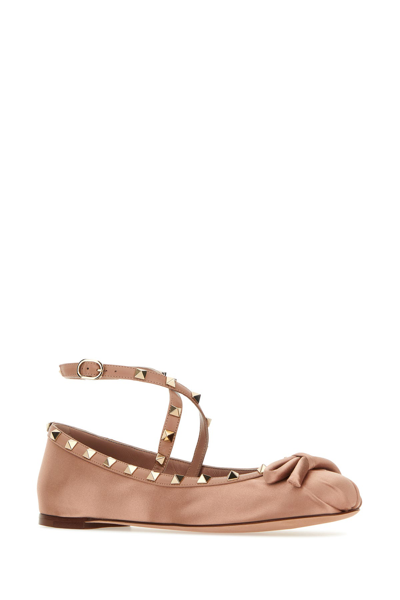 Valentino Rockstud Ankle-strap Ballerina Flats