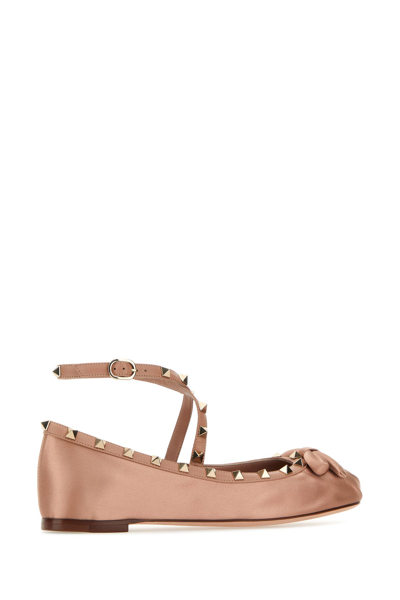 Valentino Rockstud Ankle-strap Ballerina Flats