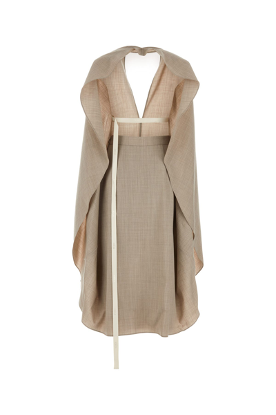 Fendi Abito In Flanella Gessata Beige