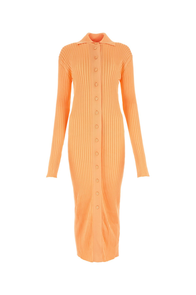 Jil Sander Abito Chemisier In Viscosa Arancione Pastello Donna