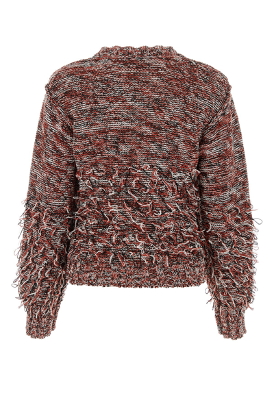 Durazzi Embroidered Fringe Knit Sweater With Ribbed Finish
