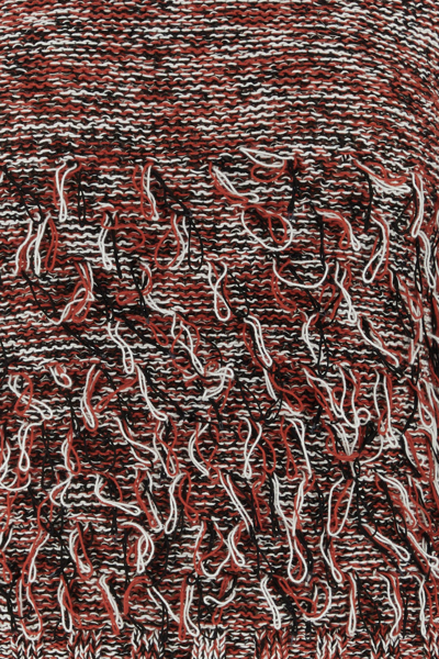 Durazzi Embroidered Fringe Knit Sweater With Ribbed Finish