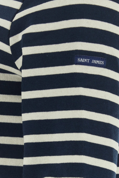 Saint James Cotton Crewneck Embroidered Striped T-shirt