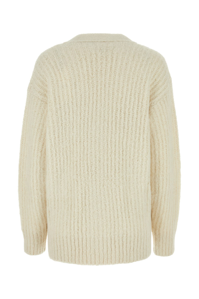 Ami Alexandre Mattiussi Ami Paris Ivory Alpaca Blend Cardigan