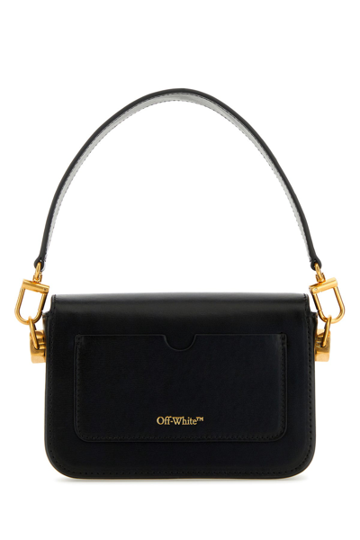Off-white Off White Women Black Leather Small Plain Binder Handbag In Black