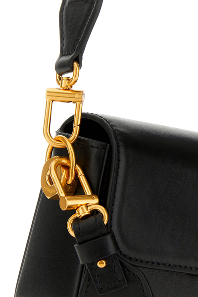 Off-white Off White Women Black Leather Small Plain Binder Handbag In Black