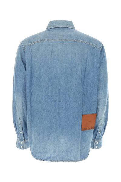 Palm Angels Camicia Oversize In Denim Uomo