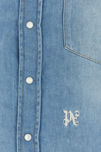 Palm Angels Camicia Oversize In Denim Uomo
