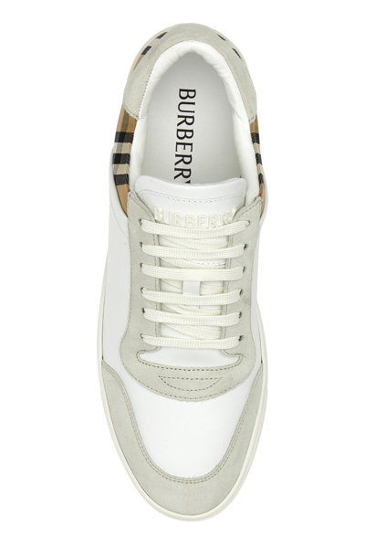 Burberry Men Stevie Leather And Check Canvas Sneakers