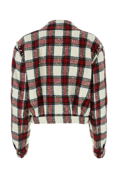 Alessandra Rich Checked Cropped Wool-blend Jacket