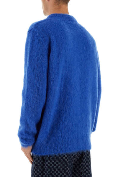 Balmain Maglione In Misto Lana Blu Elettrico   Uomo