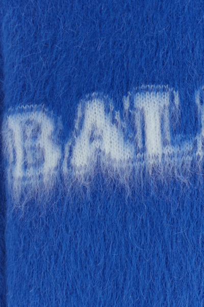 Balmain Maglione In Misto Lana Blu Elettrico   Uomo