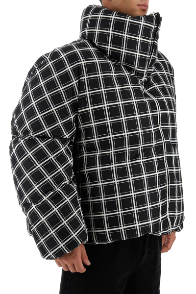 Marni Cropped Puffer Jacket With High Collar And Grid Check Pattern