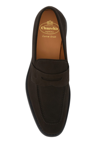 Church's Suede Calfskin Moccasin Loafers With Lightweight Eva Sole In Dark Brown