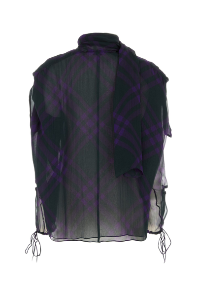 Burberry Check Silk Chiffon Blouse