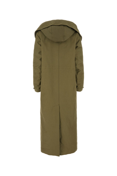 Prada Army Green Satin Cotton Parka Coat