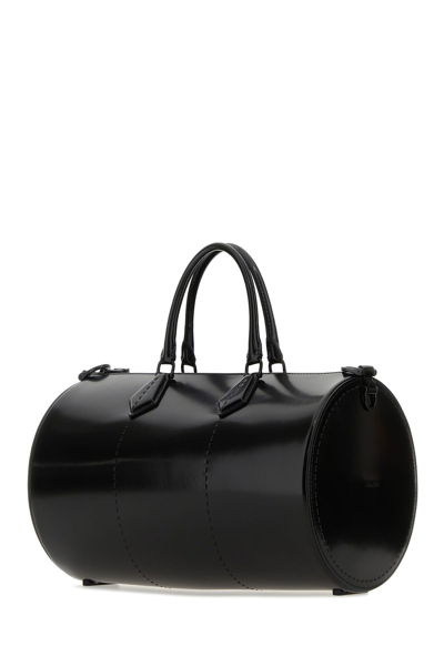 Max Mara Black Leather Brushedrolll Handbag