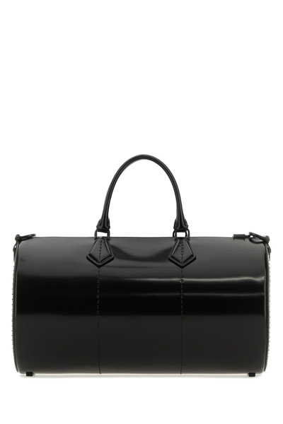 Max Mara Black Leather Brushedrolll Handbag