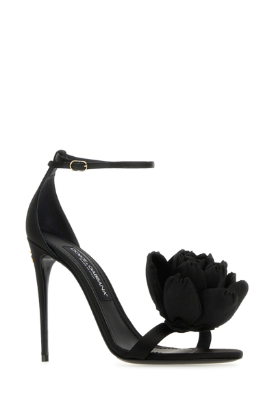 Dolce & Gabbana Keira 105 Satin Bow Sandals In Patent Leather