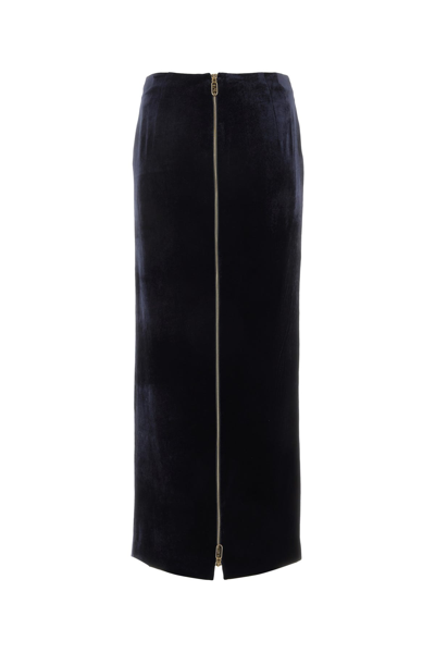 Fendi Zip-embellished Velvet Maxi Skirt
