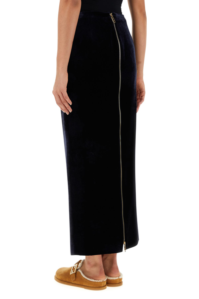 Fendi Zip-embellished Velvet Maxi Skirt