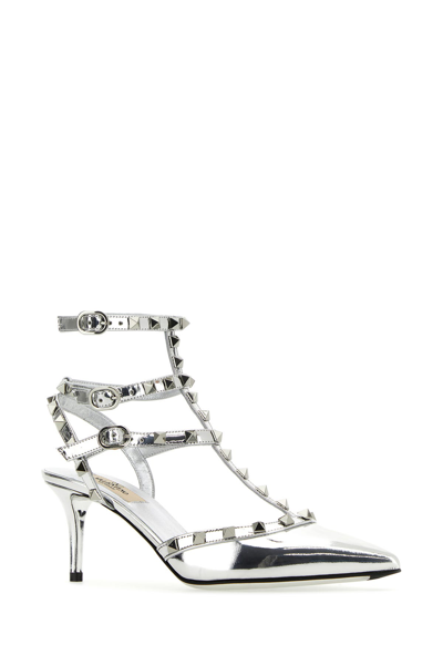 Valentino Silver Leather Rockstud Pumps
