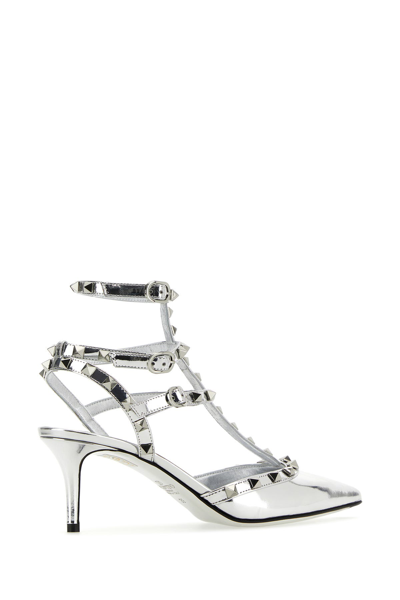 Valentino Silver Leather Rockstud Pumps