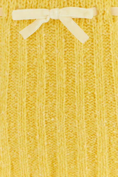 Cormio Crew-neck Wool Blend Sweater With Floral Embroideries In Yellow