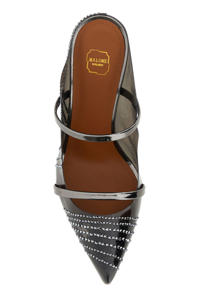 Malone Souliers Leather Mules Adorned With Rhinestones And Transparent Panels