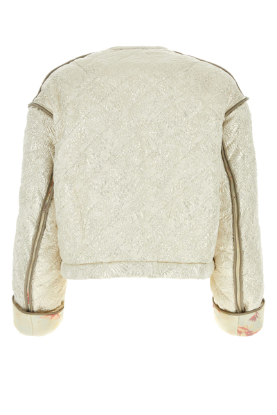 Dries Van Noten Platinum Silk Blend Bomber Jacket