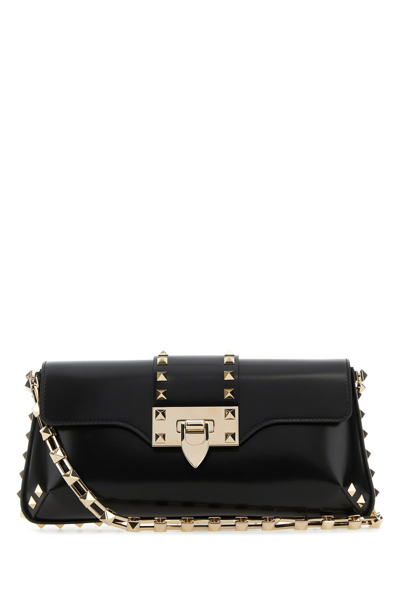 Valentino Garavani Black Leather Rockstud Shoulder Bag