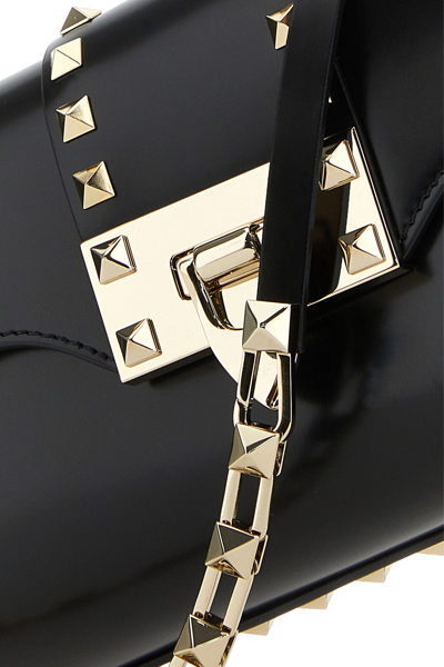 Valentino Garavani Black Leather Rockstud Shoulder Bag