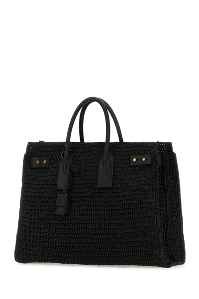 Saint Laurent Black Raffia Medium Sac De Jour Shopping Bag