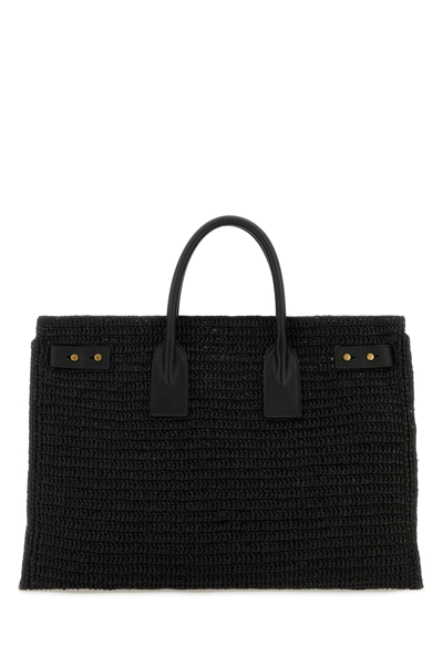 Saint Laurent Black Raffia Medium Sac De Jour Shopping Bag