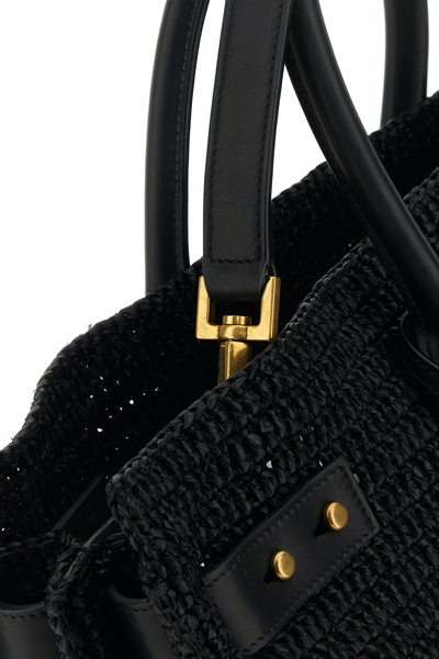 Saint Laurent Black Raffia Medium Sac De Jour Shopping Bag