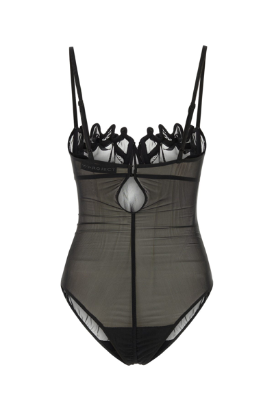 Y/project Sheer Bodysuit With Ruffle And Bow Accents In Animal Print